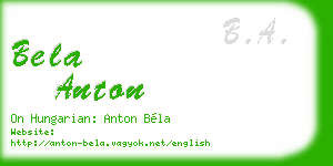 bela anton business card