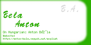 bela anton business card